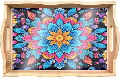 DOTSOPS Mandala Diamond Painting Wooden Serving Tray with Handle for Adults by DOTSOPS
