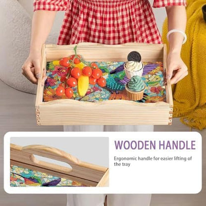 EWJRNSF 5D Diamond Painting Flowers Diamond Art Kits for Adults Wooden Serving Trays with Handles Big Gem Arts and Craft Gifts Trays Decor Gift Home Decor 9.8x13.8 Inches Hummingbird - Image 6