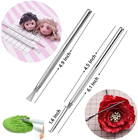 14PCS Ceramic Pottery Clay Ribbon Sculpting Tool Kit with Feather Wire Texture and Needle Detail Tools for Carving,Modeling,by Augernis - Image 4
