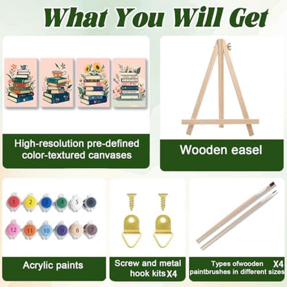 ICYANART 4 Pack Book Paint by Numbers Kit for Adults with Frame Simple - Image 4