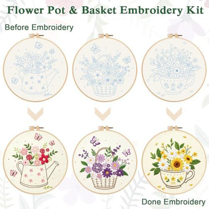 Louise Maelys 3 Set Flower Embroidery Kit for Beginners, Gift for Lovers - Image 5