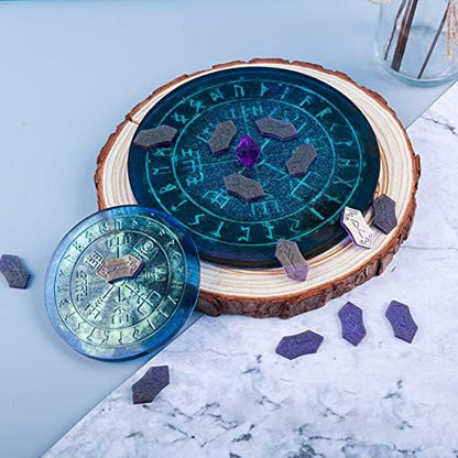 WANDIC Set of 6 Silicone Rune Tray Rune Stones Resin Molds, Rune Divination Resin Mold, and Divination Card Astrology Compass Resin Mold for DIY Craft Jewelry Game Making - Image 4