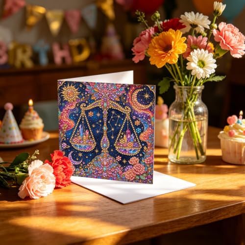 LAKEQUILL DIY Diamond Art Painting Greeting Kit, 12 Pieces, Creative Craft Set，12 Zodiac Signs - Image 5