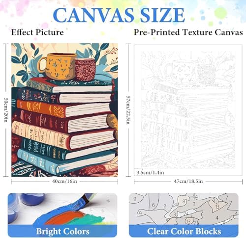 ZRIZQ Paint by Numbers Kit for Adults Beginner,Books,16x20 - Image 2