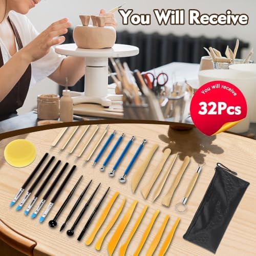 32Pcs Clay Sculpting Tool Kit, Pottery Carving Tools - Image 4