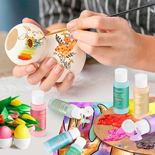 Caliart 24 Colors Pastel Acrylic Paint Set with 12 Brushes - Image 6