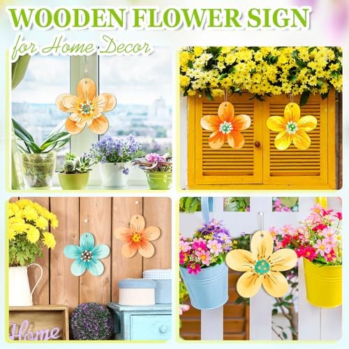 Large Size 7 inch Wooden Spring Ornaments to Paint, Wooden Flower Cutouts DIY Blank Unfinished Round Wood Discs Ornament for Crafts Hanging Decorations(10PCS) - Image 5