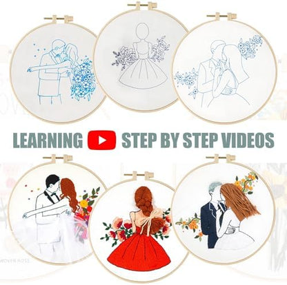 LX LERMX Embroidery Kits for Beginners, Adult Starter Cross Stitch Kit Needlepoint Complete DIY Kit with Unique Patterns, Hoop, Colorful Threads, Tools, Step by Step Instructions & Video Tutorial - Image 2