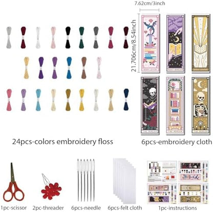 FREEBLOSS 6 Set 11CT Cross Stitch Bookmark Kit 8"x2.4" Tarot Theme - Image 2