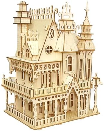3D Puzzle House, Pre-Cut Dream Villa Model Kit DIY Miniature Dolls House by CUTEROOM
