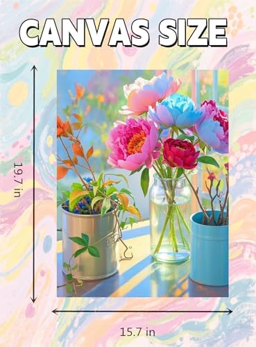 TINDAY Paint by Numbers Kit for Adults Paint by Number for Adults Beginner Peony Painting by Number for Adult Flower on Canvas Acrylic Painting Wall Decor 16x20 in - Image 5