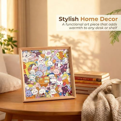 DIY Wooden Rabbit Puzzle Frame, 39 Colorable Puzzle Pieces, Comes with 12 Coloring Pens, Creative Art Craft Set, Suitable for Adults, Unique Handmade Gift for Bunny Lovers, Home Decor (Bunny) - Image 2