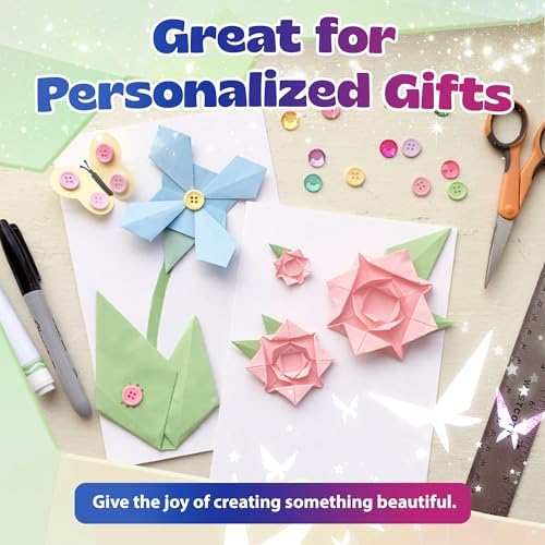 Pinwheel Crafts Flower Origami Kit for Kids Ages 8-12, 150 Pcs Spring Color - Image 3