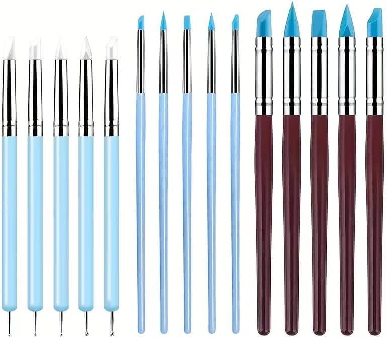 15 PCS Blue Clay Sculpting Tools Set, Professional Silicone Brushes & Dotting Tools Kit for Polymer Clay, Air Dry Clay, Pottery, Modeling & Crafting for Adult by DAIXIANGER