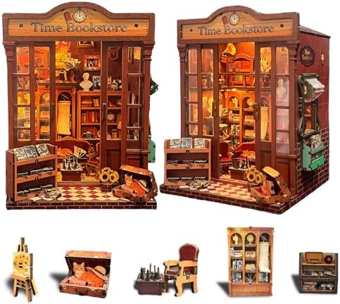 DIY Book Nook, Miniature House Kit with LED Lights - Timeless Bookstore by Soothee