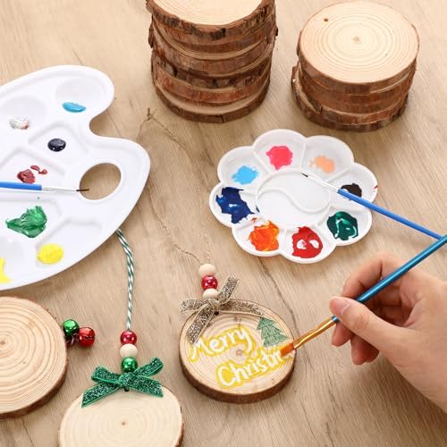 Gerrii 120 Pcs Natural Wooden Slices 2-4 Inch Wooden Christmas Ornament Embellishments Craft with Bows Beads Bells DIY Creative Handmade for Christmas Ornaments Holiday Hanging Decorations - Image 4