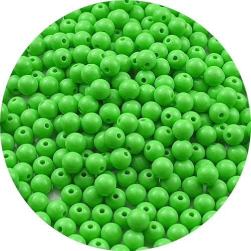 300pcs Acrylic Round Beads for Crafts 8mm Resin Candy Color Spacer Beads with Hole for Jewelry Making Sewing Crafts Decoration Necklaces Bracelets Earrings Supplies(Green) by Unknown