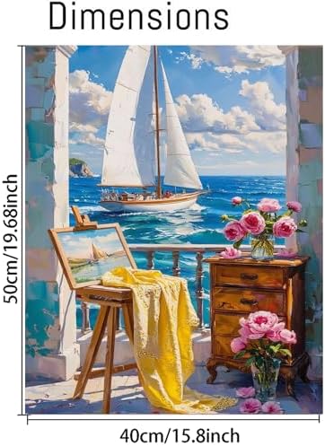 cupmod Sea Scenery Paint by Numbers Kit for Adults,Flower Adult Paint by Number Kits on Canvas, DIY Acrylic Oil Number Painting Kits for Adults, Perfect for Gift Home Decor 16x20inch - Image 2