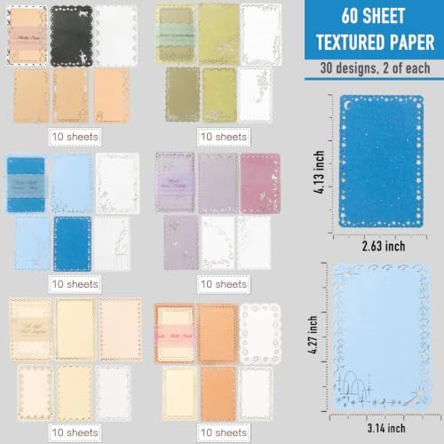 60Pcs Lace Textured Scrapbook Paper Kit, Hollow Rice Decoupage Paper - Image 3