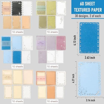 60Pcs Lace Textured Scrapbook Paper Kit, Hollow Rice Decoupage Paper - Image 3