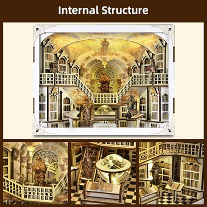 DIY Book Nook Kit, Library of Gods Max Miniature Dollhouse Kit with LED - Image 6
