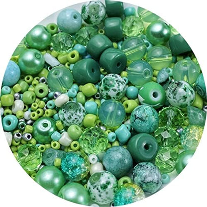 Assorted Glass Resin Beads Multi Size Colors Smooth Cracked Gravel Millet Spacer Beads for Bracelets Necklace Earring DIY Jewelry Making Craft(Light Green Series) by ChooseBeadsChooseHonkoolly