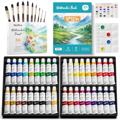 Nicpro Watercolor Paint Set for Adults, 36 Colors Watercolor Tube Set by Nicpro