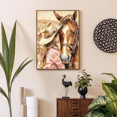 Girl Hugging Chestnut Horse Paint by Numbers Kit for Adults Beginner - Image 3