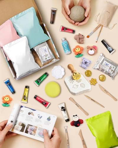 Air Dry Clay Kit for Adults & Kids with Exclusive Stamp | Extra Clay - Complete Sculpting Pottery Kit for DIY, Valentines Day Gifts, Couples Date Night Arts & Crafts Set, Gloss Varnish - Image 2