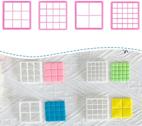 Xaekicr Grid Square Polymer Clay Cutters Set – 4PCS Geometric Clay Cutters for DIY Jewelry Making, Clay Tools for Polymer Clay Molds and Earring Projects by Xaekicr