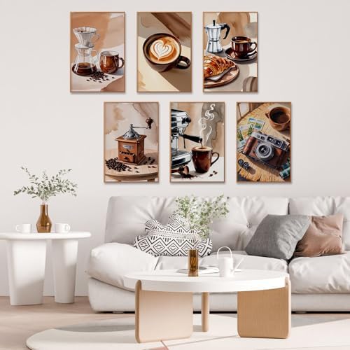 Camocin 6 Pack Paint by Numbers Kit for Adults, Coffee Canvas Painting Set - Image 2