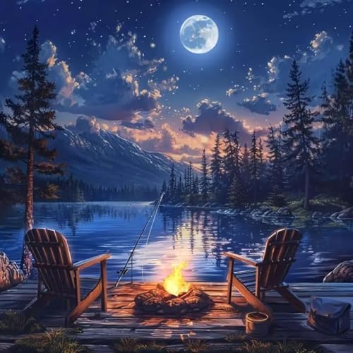 VIGEGU Landscape Paint by Numbers Kit for Adults Beginner,Easy Adult Paint by Number Kits on Canvas DIY Painting for Beginners Art by Numbers for Home Wall Decor 16x16 Inch by VIGEGU