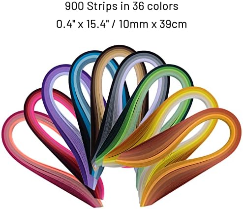 Paper Quilling Strips, 3/8 x 15.4 in (10mm x 39cm), 900 Pieces, 36 Colors - Image 3