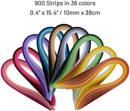 Paper Quilling Strips, 3/8 x 15.4 in (10mm x 39cm), 900 Pieces, 36 Colors - Image 3