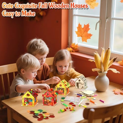 Thanksgiving Fall Crafts Wooden House for Adults, Painting Arts Kit Decor - Image 4