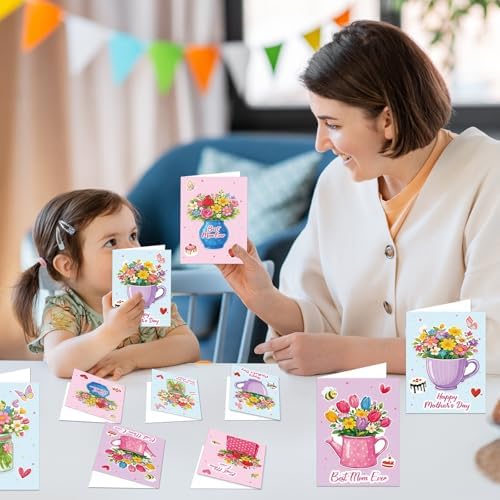 80UncleKimby 28Sets Mother’s Day Crafts Card Making Kit DIY 3D Cards with Envelopes Arts Craft Classroom Exchange Party Favors Bulk Supplies - Image 4