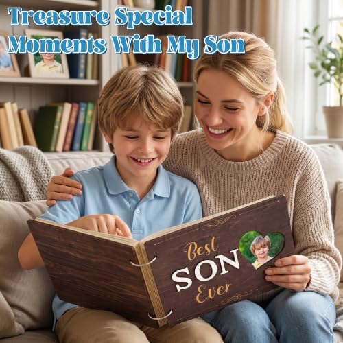 CY2SIDE DIY Best Son Ever Photo Album Scrapbook Craft Kit & Wooden Cover - Image 5