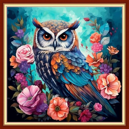 Joyhoor Stamped Cross Stitch Kits for Beginners, Needlepoint Kits for Adults, 11CT Counted Embroidery Kits-Owl Flower 18x18 inchs by JoyhoorCrossStitchKits