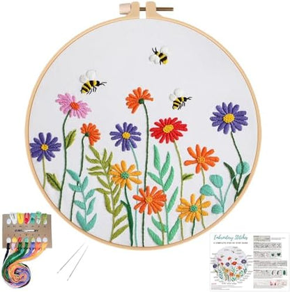 Louise Maelys Embroidery Kit for Beginners Daisy Flower Bee Stitch Set by LouiseMaelys