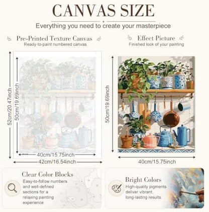 TELMOXA Plant Paint by Numbers Kit for Adults, 16x20 in - Image 3