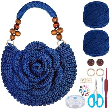 ACRNIGHEET Crochet Kit for Beginners Adults Crochet Purse Bag for Women DIY Tote Bag Making Kit with Step-by-Step Tutorials Hobbies Project for Starter Boho Style Gift for Friends by ACRNIGHEET