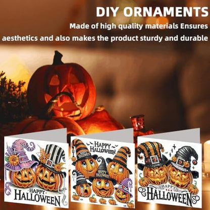 jinglinhh 6pcs Diamond Art Painting Happy Halloween Pumpkin Witch Hat Greeting Cards with Envelopes, DIY Card Making Kits for Adults, Diamond Art Postcards Holiday Cards Craft Gifts - Image 7