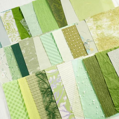 50 Sheets Green Scrapbook Paper, Textured Scrapbook Papers & Mesh Fabric - Image 4