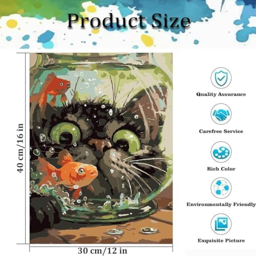 Paint by Numbers Kit for Adults,Cute Cat DIY Paint by Number 12x16 In - Image 5