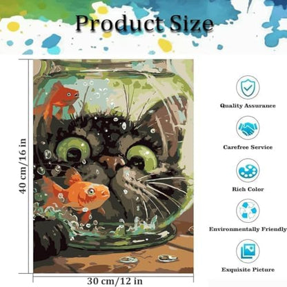 Paint by Numbers Kit for Adults,Cute Cat DIY Paint by Number 12x16 In - Image 5