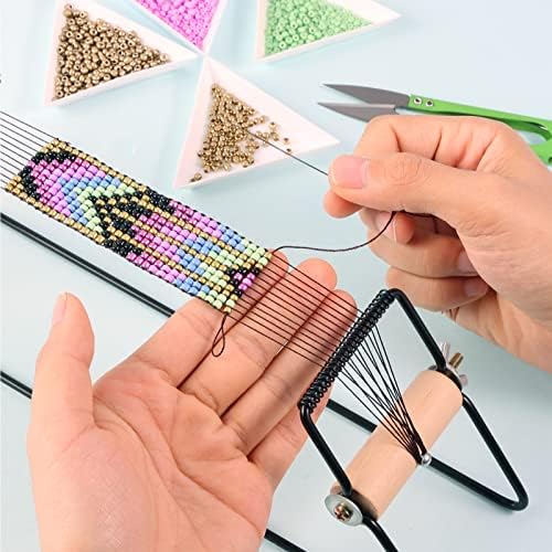 PP OPOUNT Bead Loom Kit, Beading Supplies with 9700 PCS Seed Beads, Tray, Scissors Making Accessories, Beading Loom Kits for Adults Jewelry Making Bracelets Belts - Image 3