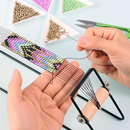 PP OPOUNT Bead Loom Kit, Beading Supplies with 9700 PCS Seed Beads, Tray, Scissors Making Accessories, Beading Loom Kits for Adults Jewelry Making Bracelets Belts - Image 3