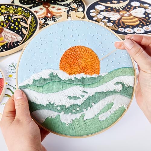 Armindou Hand Embroidery Starter Kit for Beginners Adults, Counted Cross Stitch kit for Adult Beginner, Stamped Embroidery Needlepoint Kit, 2 Set Embroidery Supplies, 2 Hoops (Attached Video Tutorial) - Image 3
