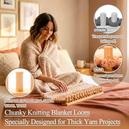 Novabright 28" Chunky Knitting Loom, Foldable Chunky Yarn Loom Adjustable DIY Blanket Knitting kit for DIY Scarves, Pillows, Home Decor, Yarn Craft, Beginner, Portable Hand Weaving Kit - Image 3