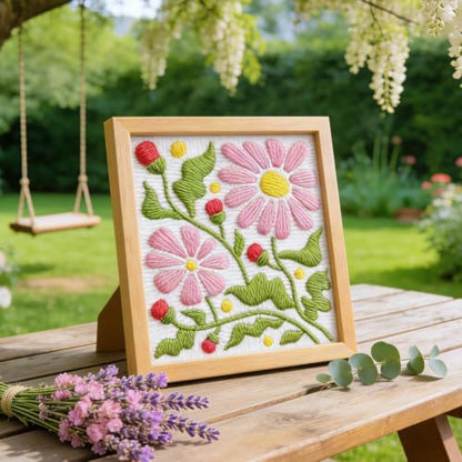 INFUNLY Boho Flower Punch Needle Kit, DIY Punch Needle Embroidery Kit for Adult Beginners 9.4x9.4 inch Complete Needlework Craft Supplies with Pre-Printed Floral Fabric & Threads - Image 5